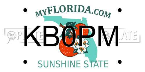 KB0PM Florida License Plate