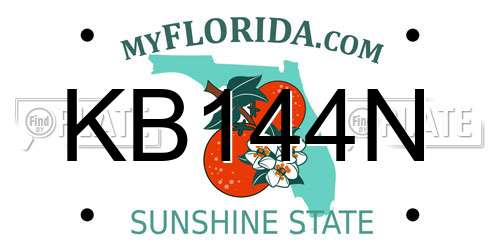KB144N Florida License Plate