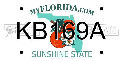 KB169A Florida License Plate
