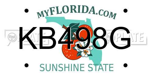 KB498G Florida License Plate