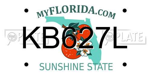 KB627L Florida License Plate