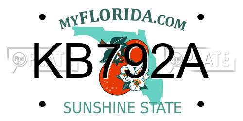 KB792A Florida License Plate