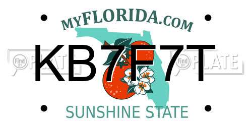 KB7F7T Florida License Plate