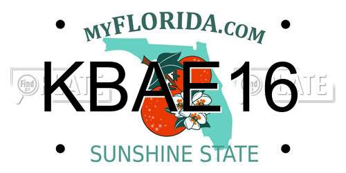 KBAE16 Florida License Plate