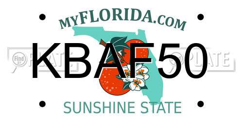 KBAF50 Florida License Plate