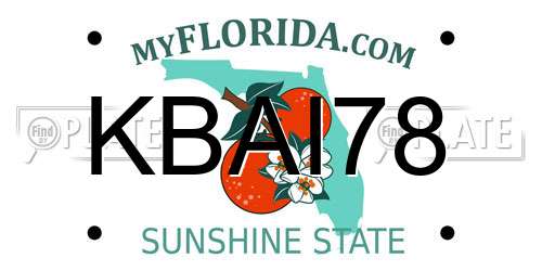 KBAI78 Florida License Plate
