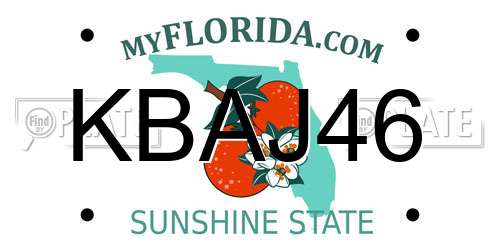 KBAJ46 Florida License Plate