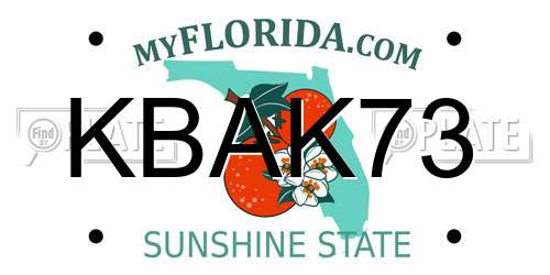 KBAK73 Florida License Plate