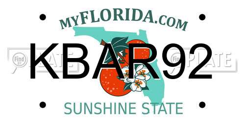 KBAR92 Florida License Plate