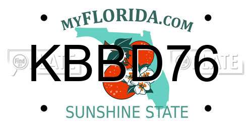KBBD76 Florida License Plate