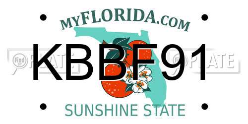 KBBF91 Florida License Plate