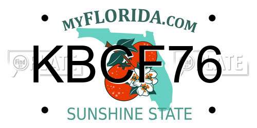KBCF76 Florida License Plate