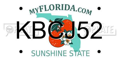 KBCJ52 Florida License Plate