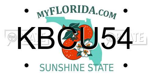 KBCU54 Florida License Plate