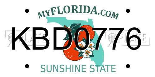 KBD0776 Florida License Plate