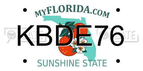 KBDE76 Florida License Plate