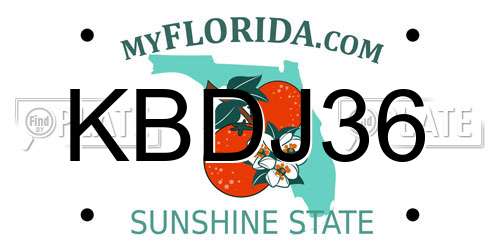 KBDJ36 Florida License Plate