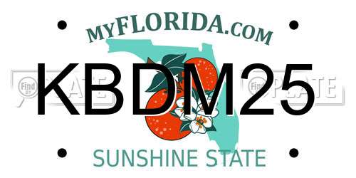 KBDM25 Florida License Plate