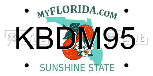 KBDM95 Florida License Plate