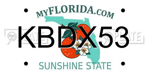 KBDX53 Florida License Plate