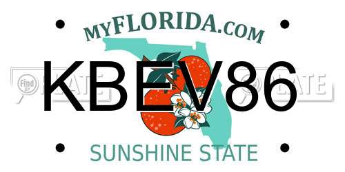 KBEV86 Florida License Plate