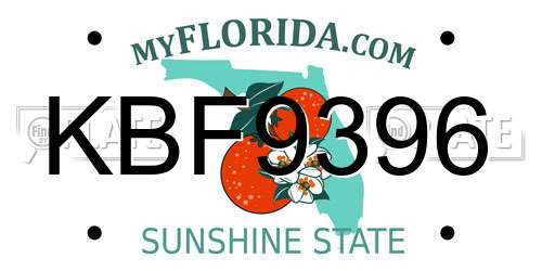 KBF9396 Florida License Plate