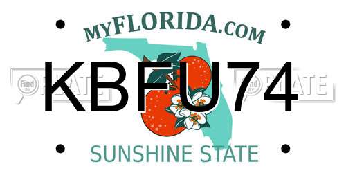 KBFU74 Florida License Plate