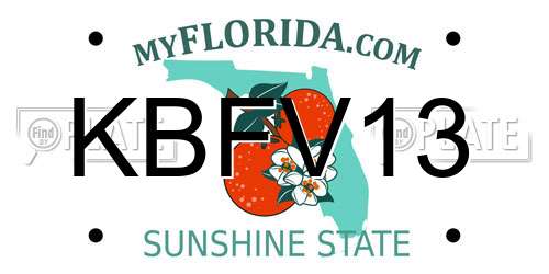 KBFV13 Florida License Plate