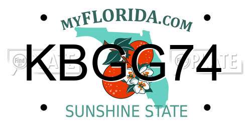 KBGG74 Florida License Plate