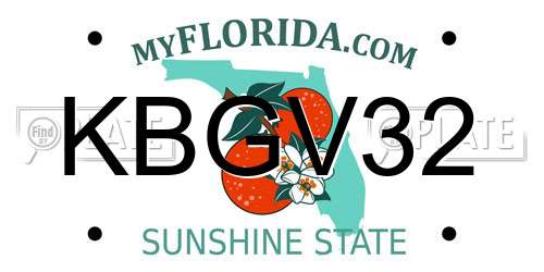 KBGV32 Florida License Plate