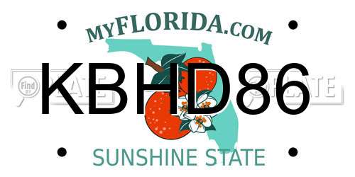 KBHD86 Florida License Plate