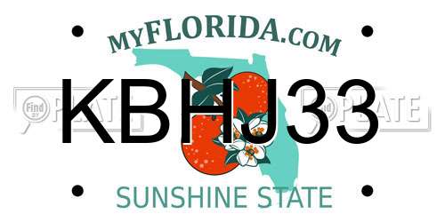KBHJ33 Florida License Plate