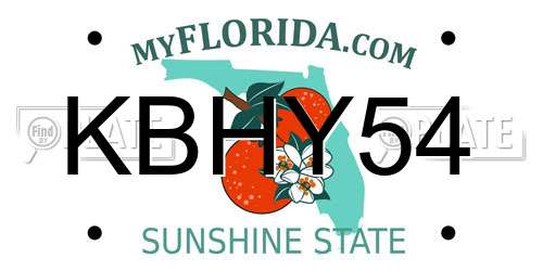 KBHY54 Florida License Plate