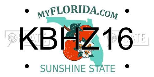 KBHZ16 Florida License Plate
