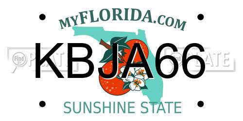 KBJA66 Florida License Plate