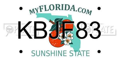 KBJF83 Florida License Plate