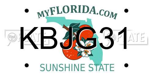 KBJG31 Florida License Plate