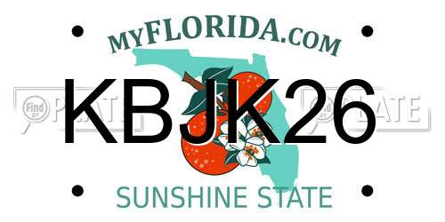 KBJK26 Florida License Plate