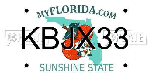 KBJX33 Florida License Plate