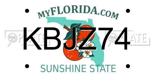 KBJZ74 Florida License Plate