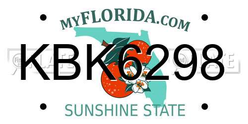 KBK6298 Florida License Plate