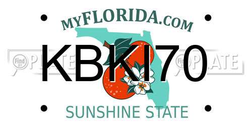 KBKI70 Florida License Plate
