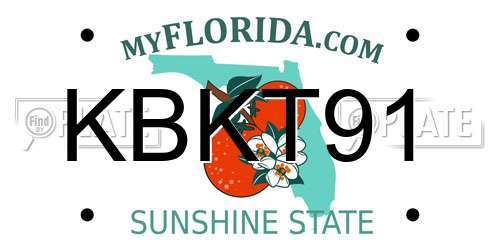 KBKT91 Florida License Plate