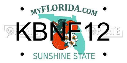 KBNF12 Florida License Plate