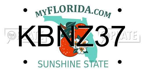 KBNZ37 Florida License Plate