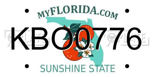 KBO0776 Florida License Plate