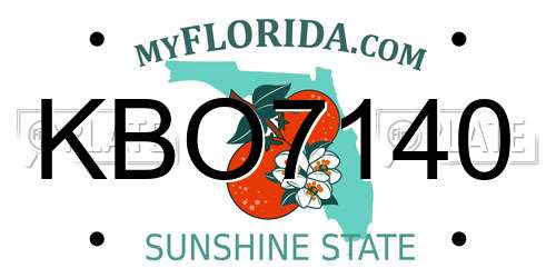 KBO7140 Florida License Plate