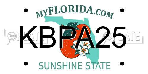 KBPA25 Florida License Plate