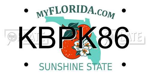 KBPK86 Florida License Plate