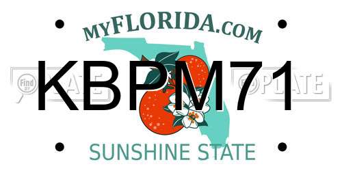 KBPM71 Florida License Plate